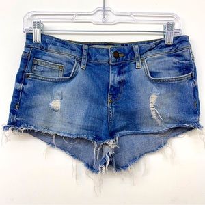 TopShop Moto Daisy Cut-Off Jean Shorts Blue Denim Size 6